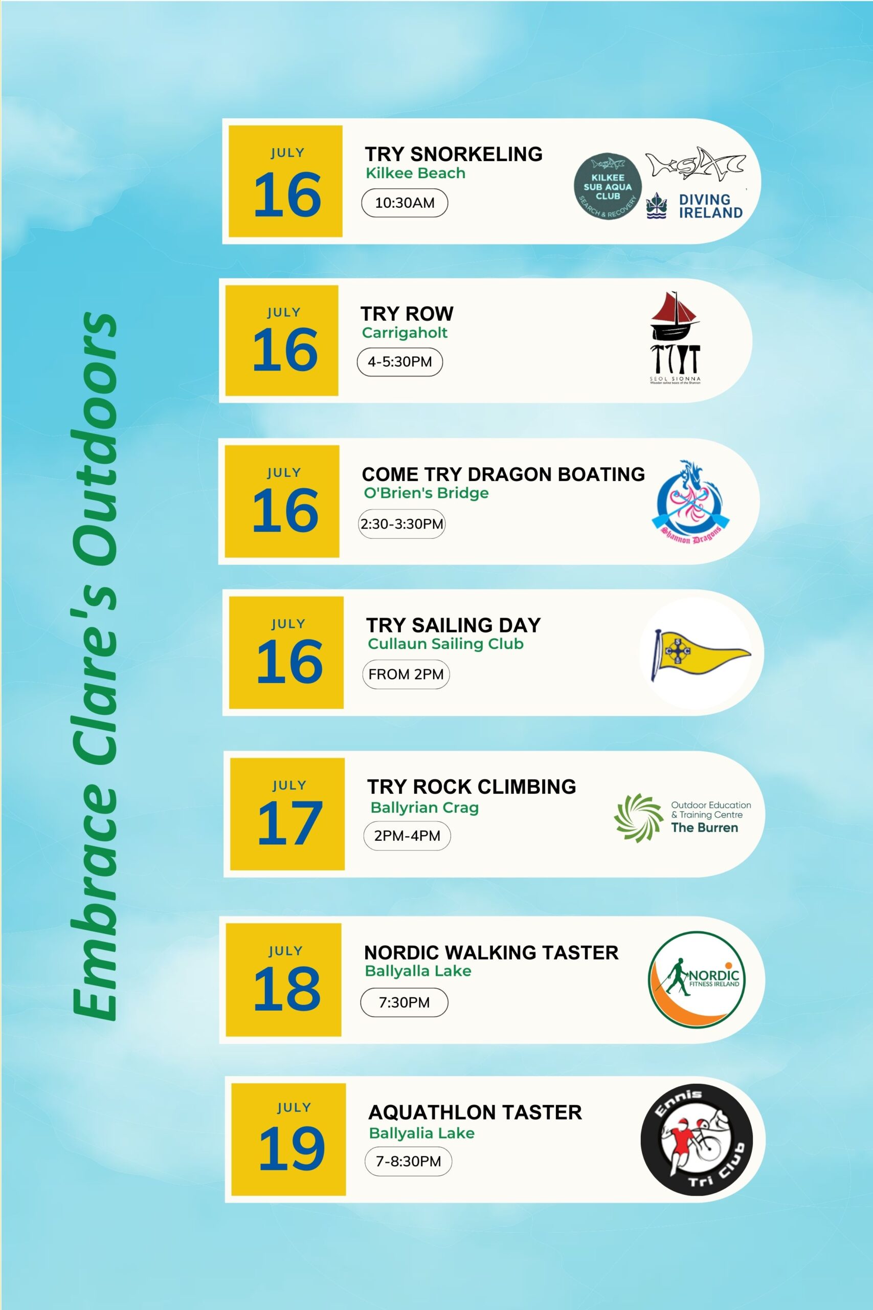Clare Outdoor Recreation EXPO Schedule Week 3